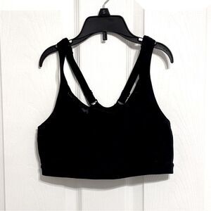 Lands' End Women’s Black Athletic Gym Sports Bra 34D Racerback 3 Prong Closure